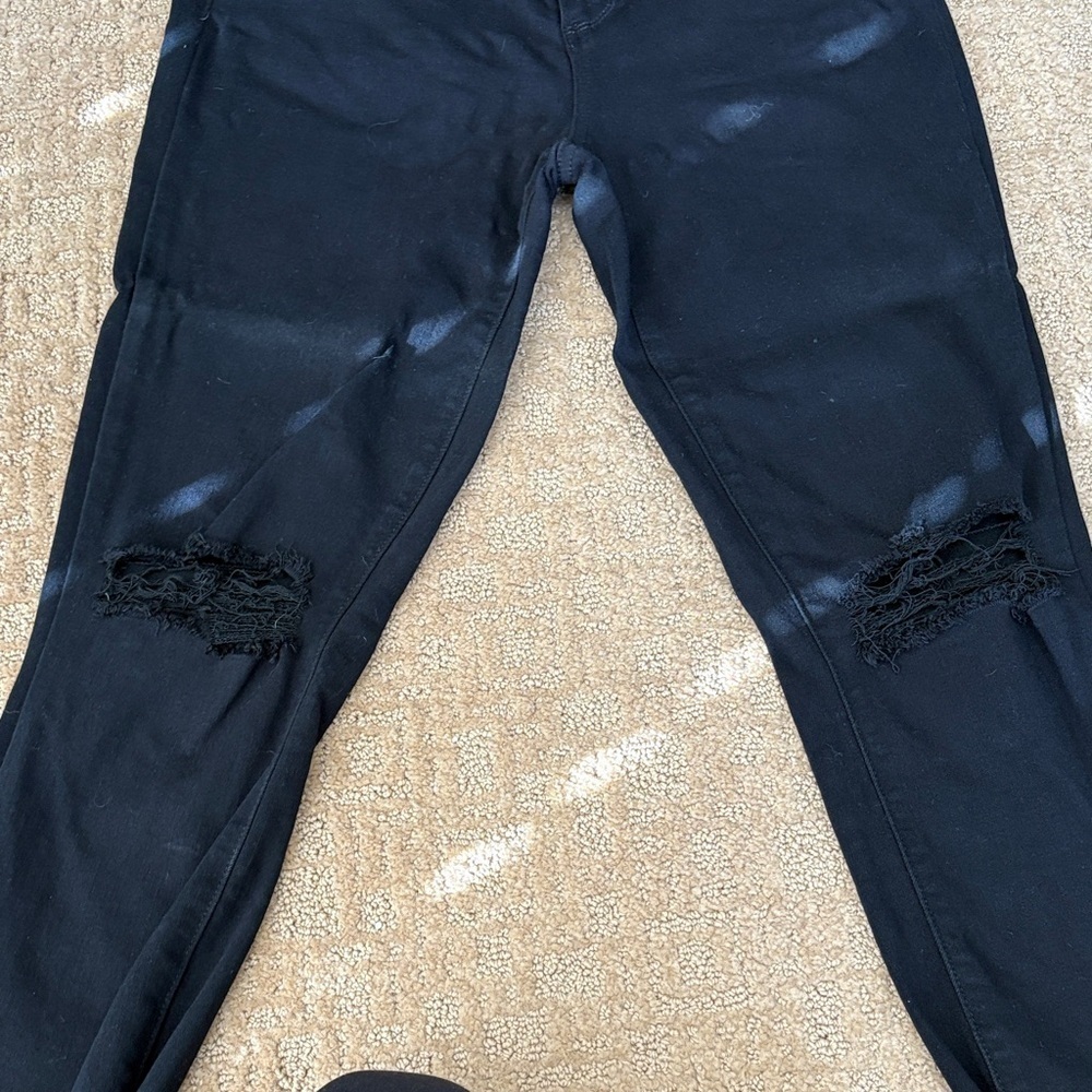 PAIGE Black Distressed Skinny Jeans - Picture 4 of 5